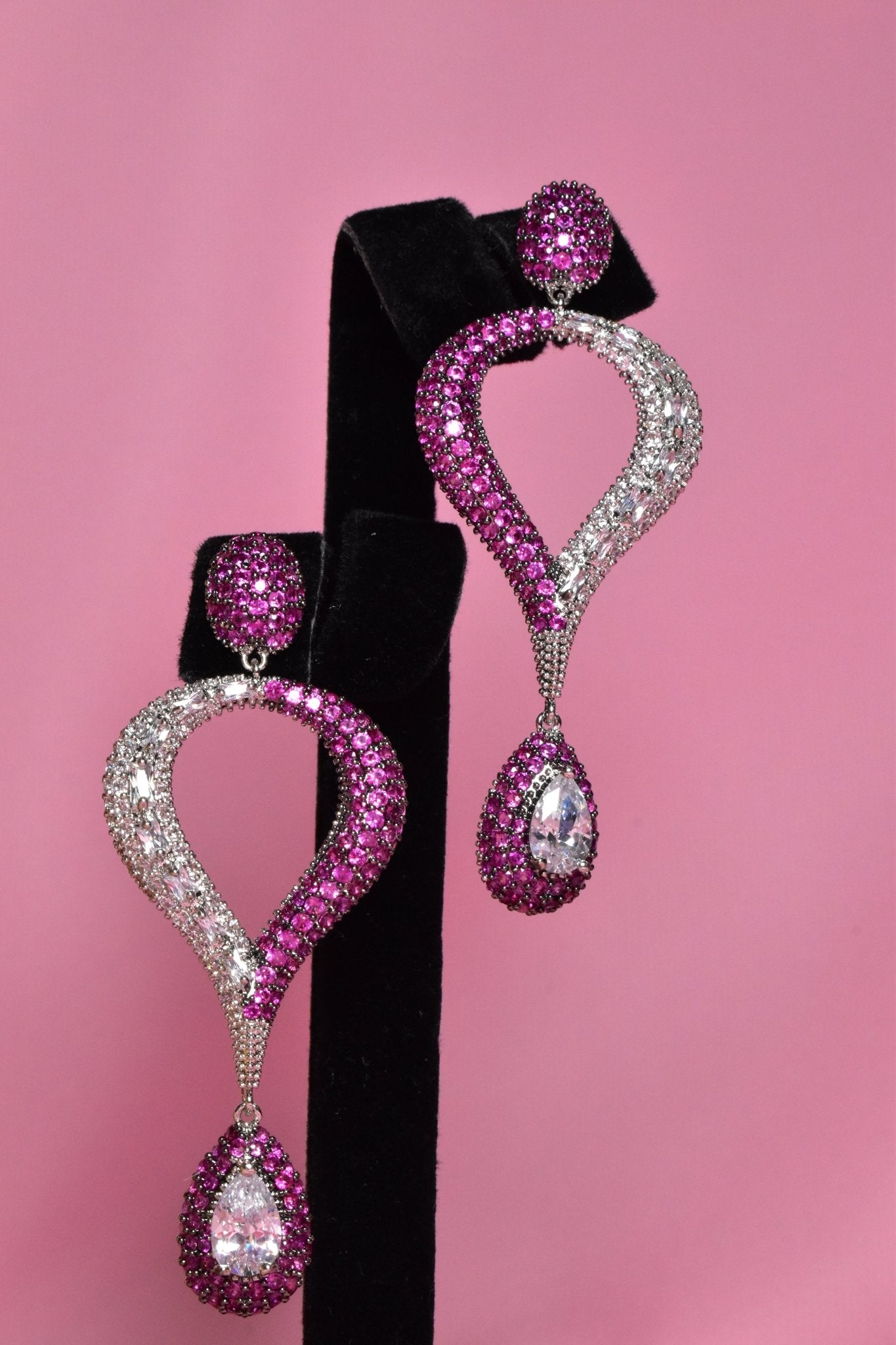 Shaima Hot Pink Long Earrings