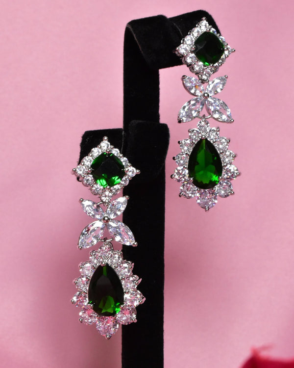Zahra Green Zircons Earrings — Earrings, Kuwait