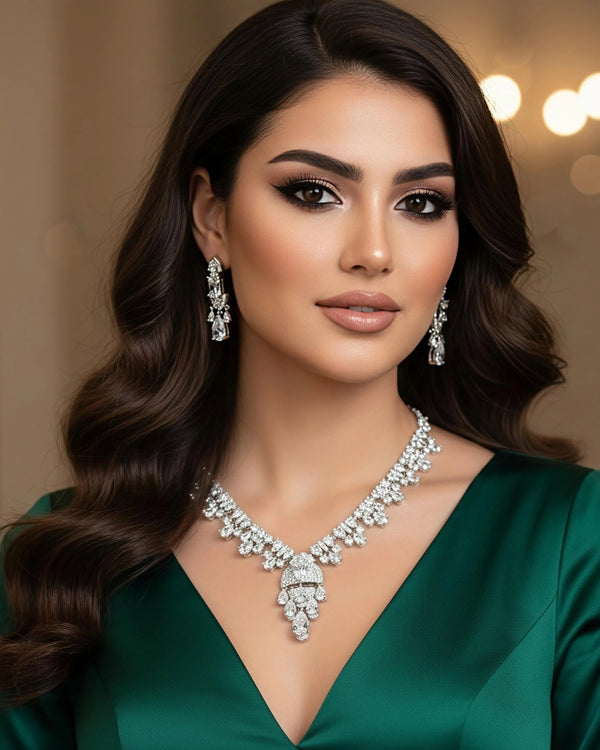 Anna Necklace Earrings Sparkling Set — Necklace, Kuwait