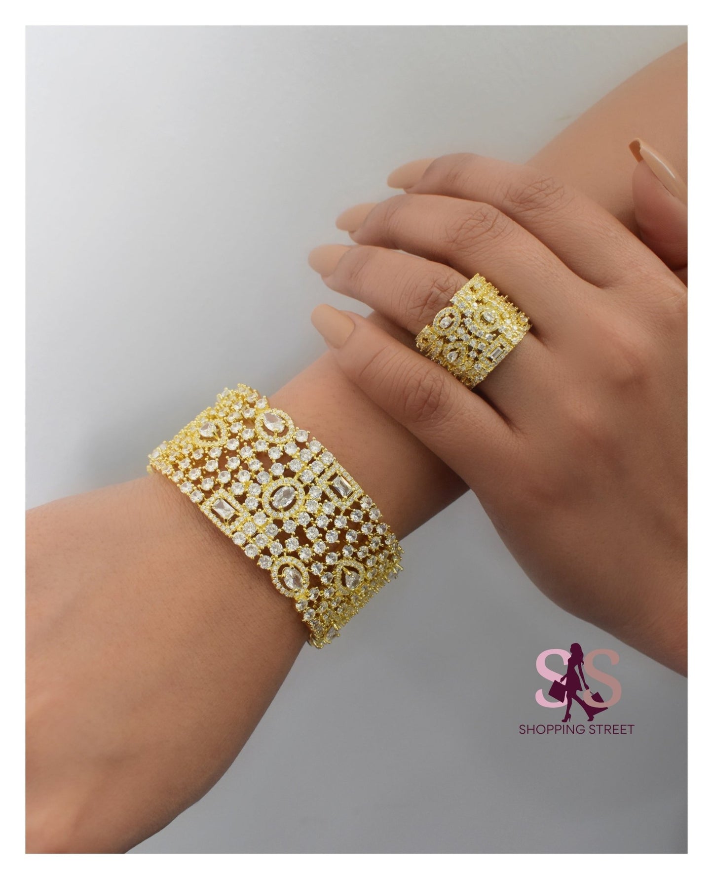 Moonlight Glimmer Bracelet with Ring set