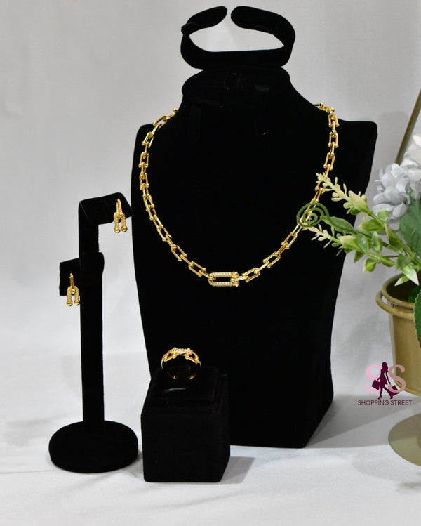 Fakhira Golden Choker 3pc Set — Jewelry Set, Kuwait