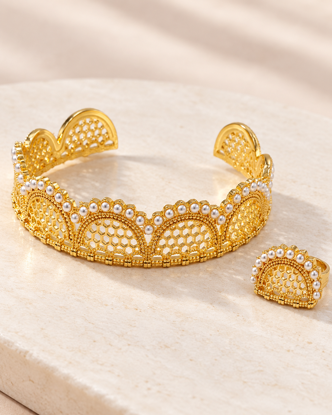 Barira Pearl Bracelet Ring Set — Bracelet, Kuwait — 1