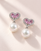 Malak Dainty Heart Pearl Earrings — Earrings, Kuwait — 1