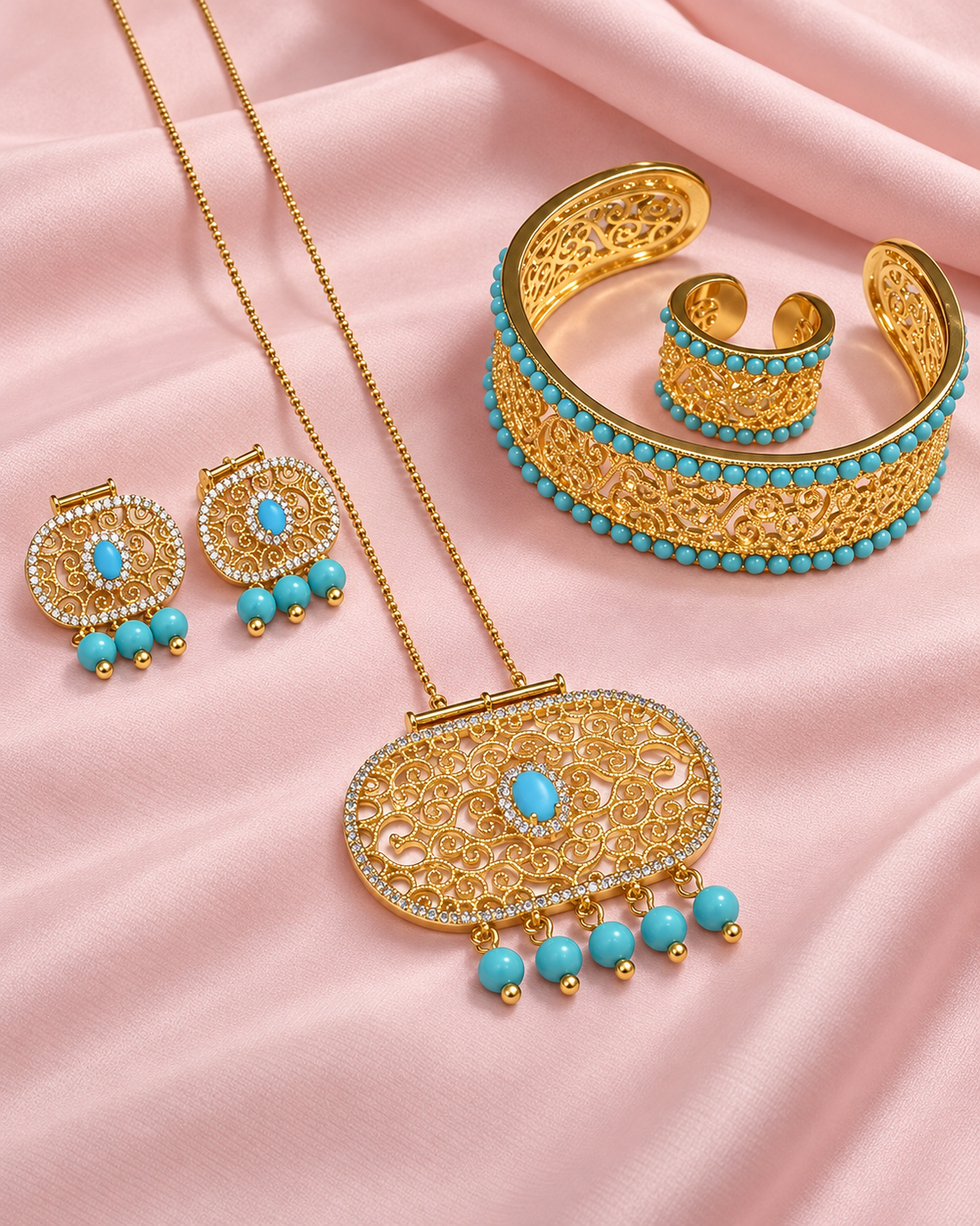 Nuzha Elegant Blue set — Jewelry Set, Kuwait — 1