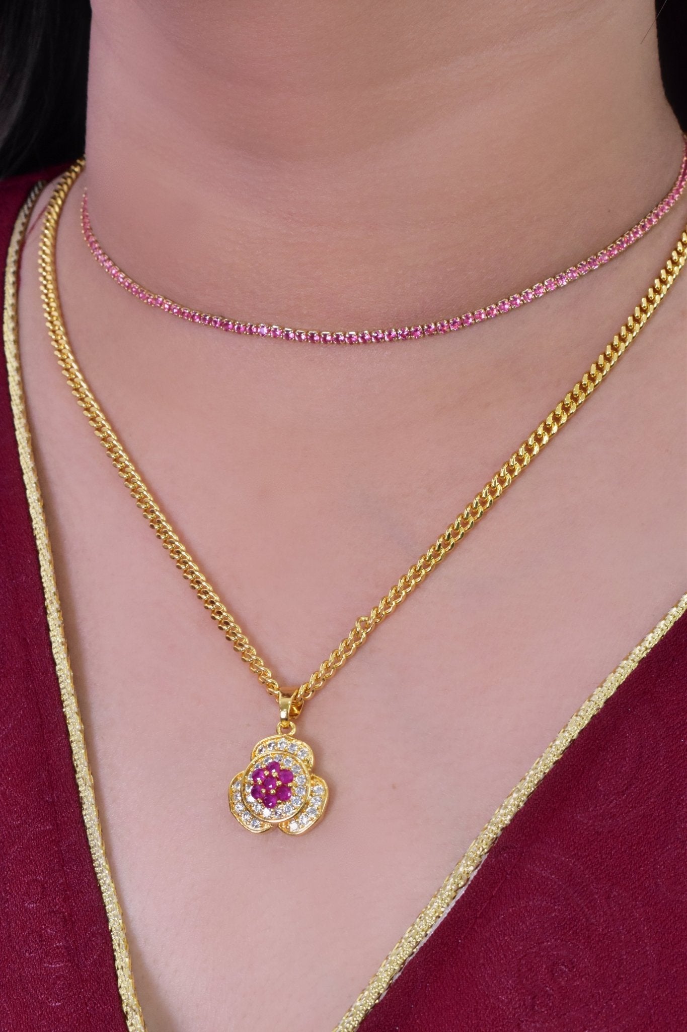 Iqlim Pink Tennis Choker 1mm