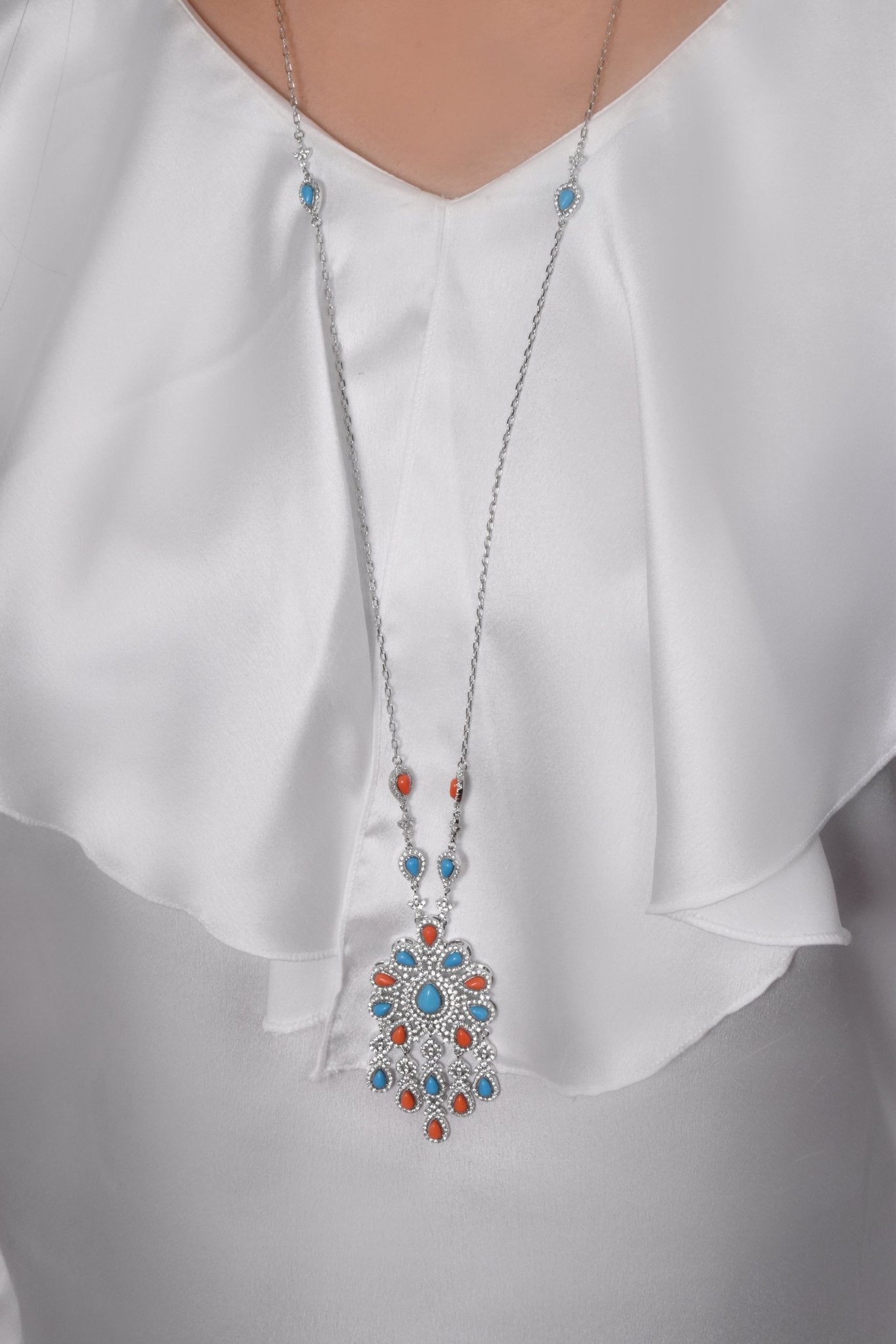 Karima Long Necklace Claay Set
