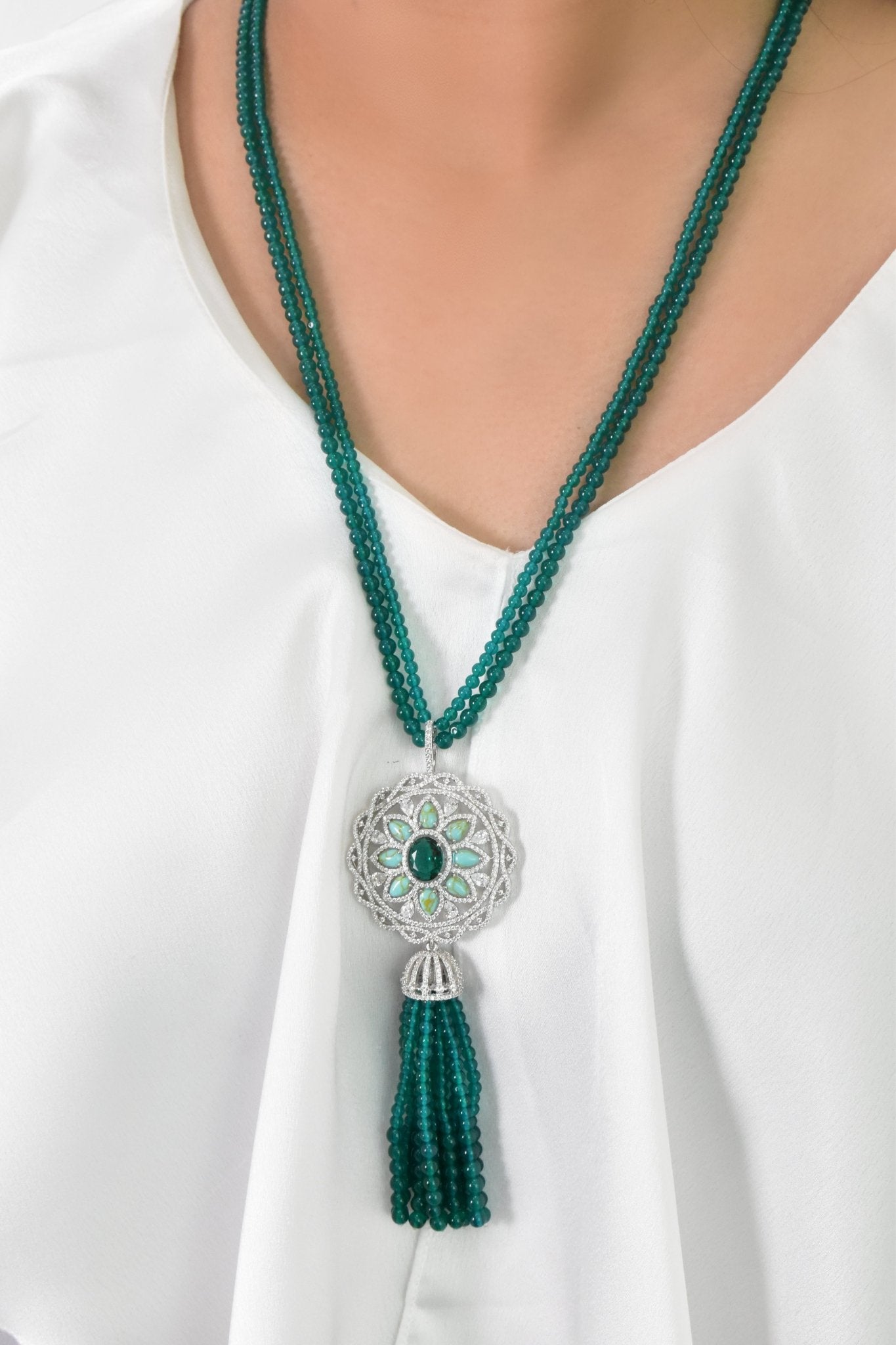 Mihraj Green Pearl Set