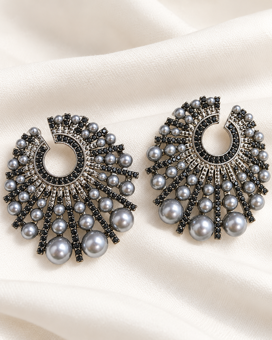 Riham Black Pearl Earrings — Earrings, Kuwait — 1