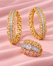 Rima 2Tone Earrings Ring Set — Earrings, Kuwait — 1