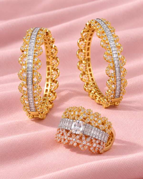 Rima 2Tone Earrings Ring Set — Earrings, Kuwait