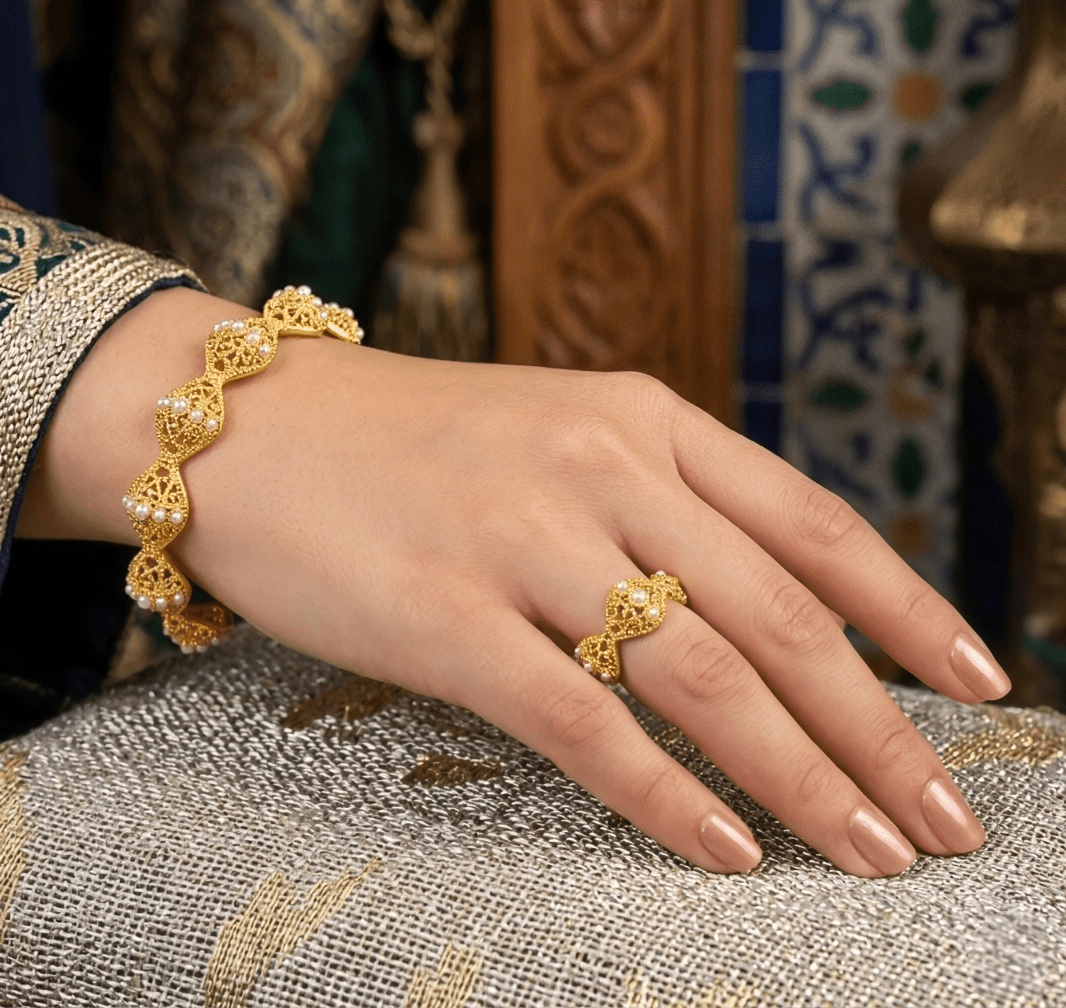 Ayla Pearl Bracelet Ring Set — Bracelet, Kuwait — 2