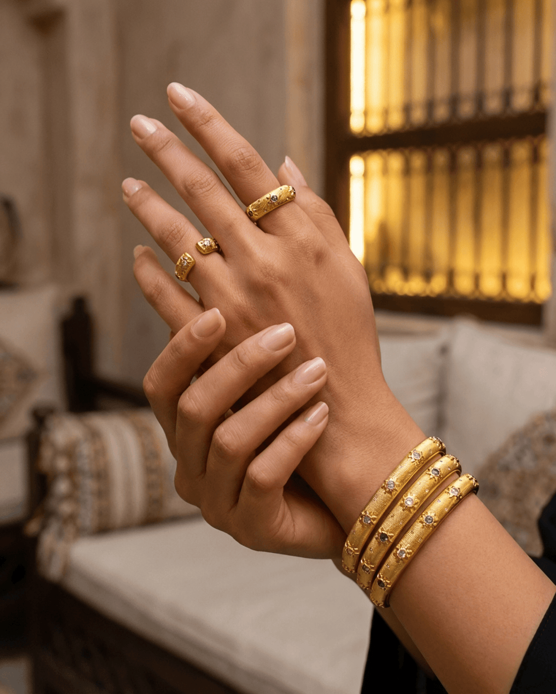 Lubna Golden Bracelet Ring Set 1