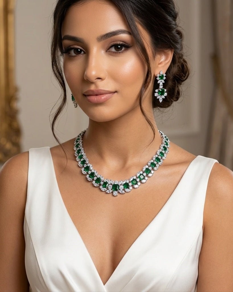 Milano Green Necklace Earrings Set — Necklace, Kuwait — 1