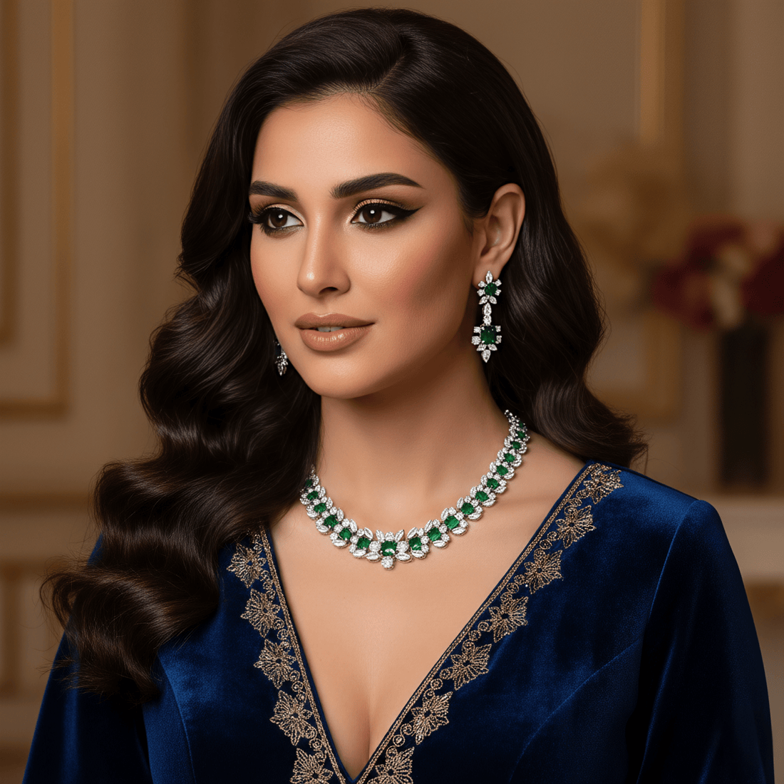 Milano Green Necklace Earrings Set 1