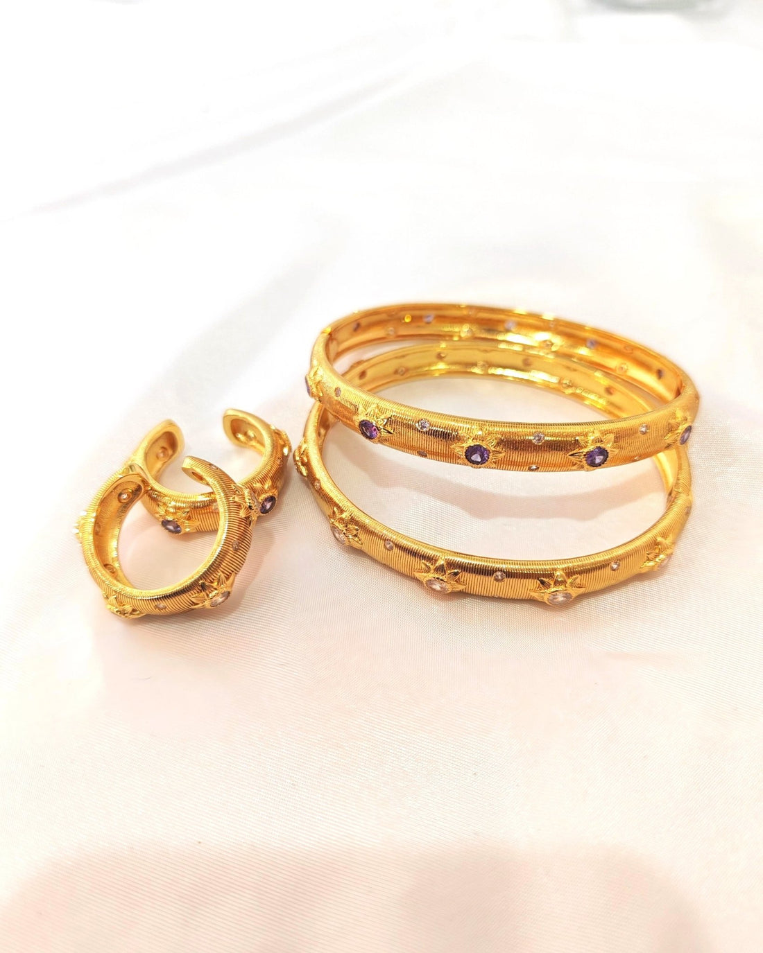 Lubna Golden Bracelet Ring Set 3