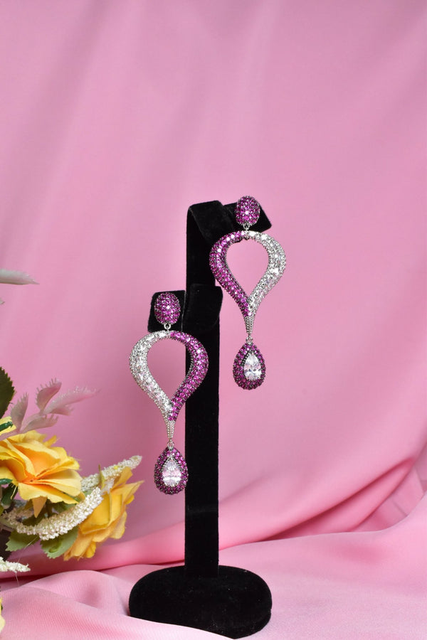 Shaima Hot Pink Long Earrings