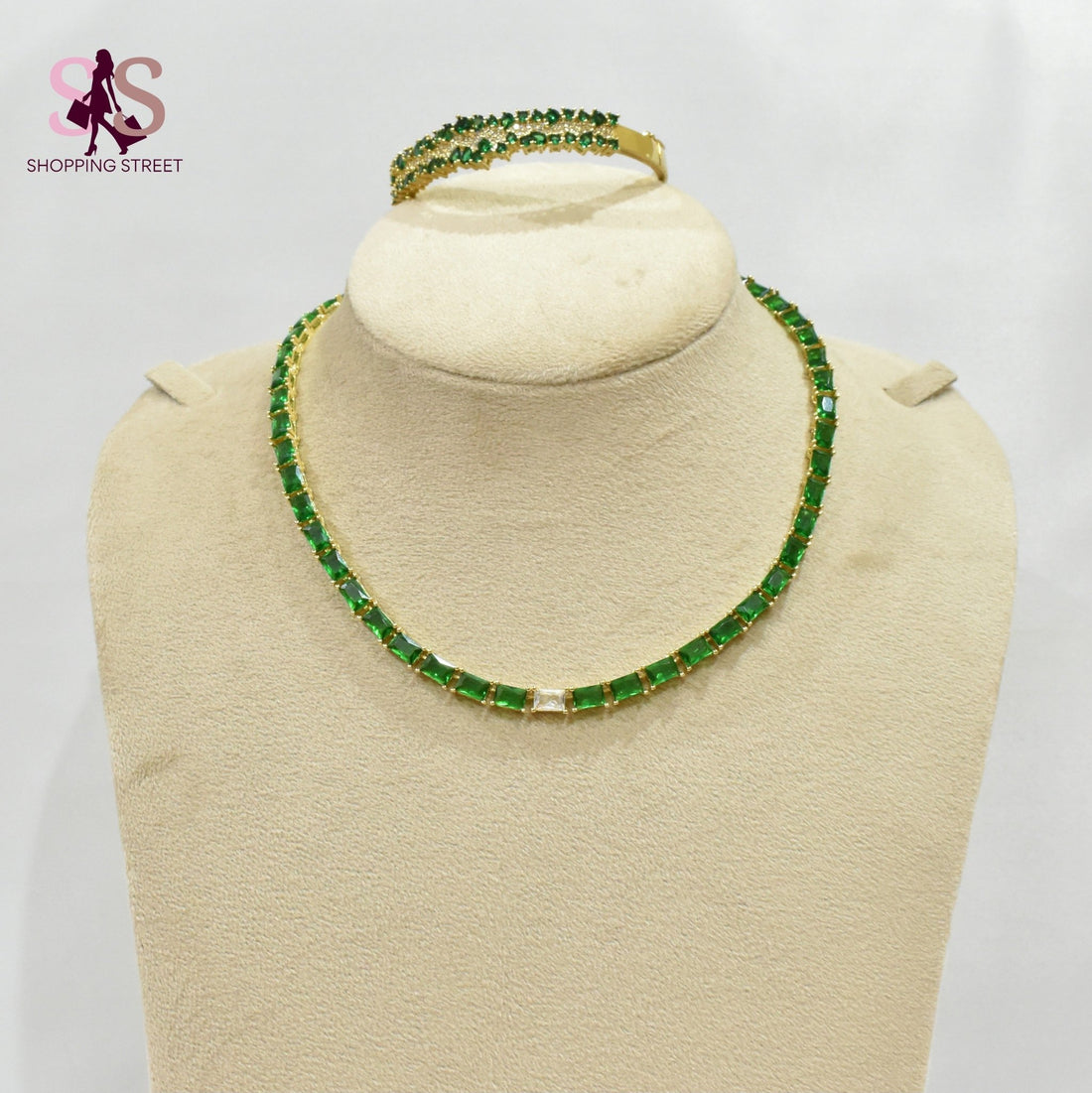 Bahjat Elegant Necklace Bracelet Green set 1