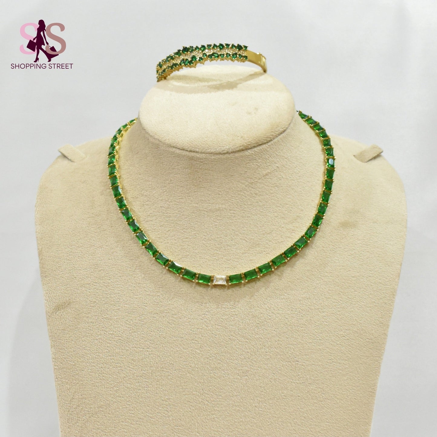 Bahjat Elegant Necklace Bracelet Green set