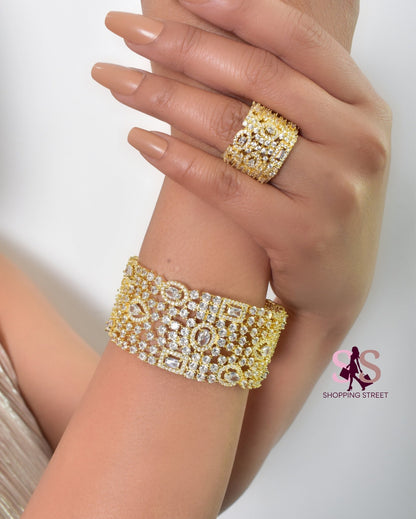 Moonlight Glimmer Bracelet with Ring set