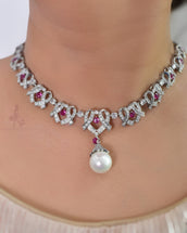 Opulent Aura Pear Necklace Earrings set 4