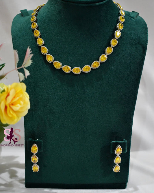 Zaynah Yellow Necklace Earring Ring Set