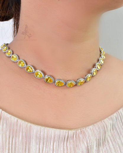 Zaynah Yellow Necklace Earring Ring Set