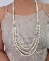 Shamsa Pearl Long Necklace Earrings Set 1