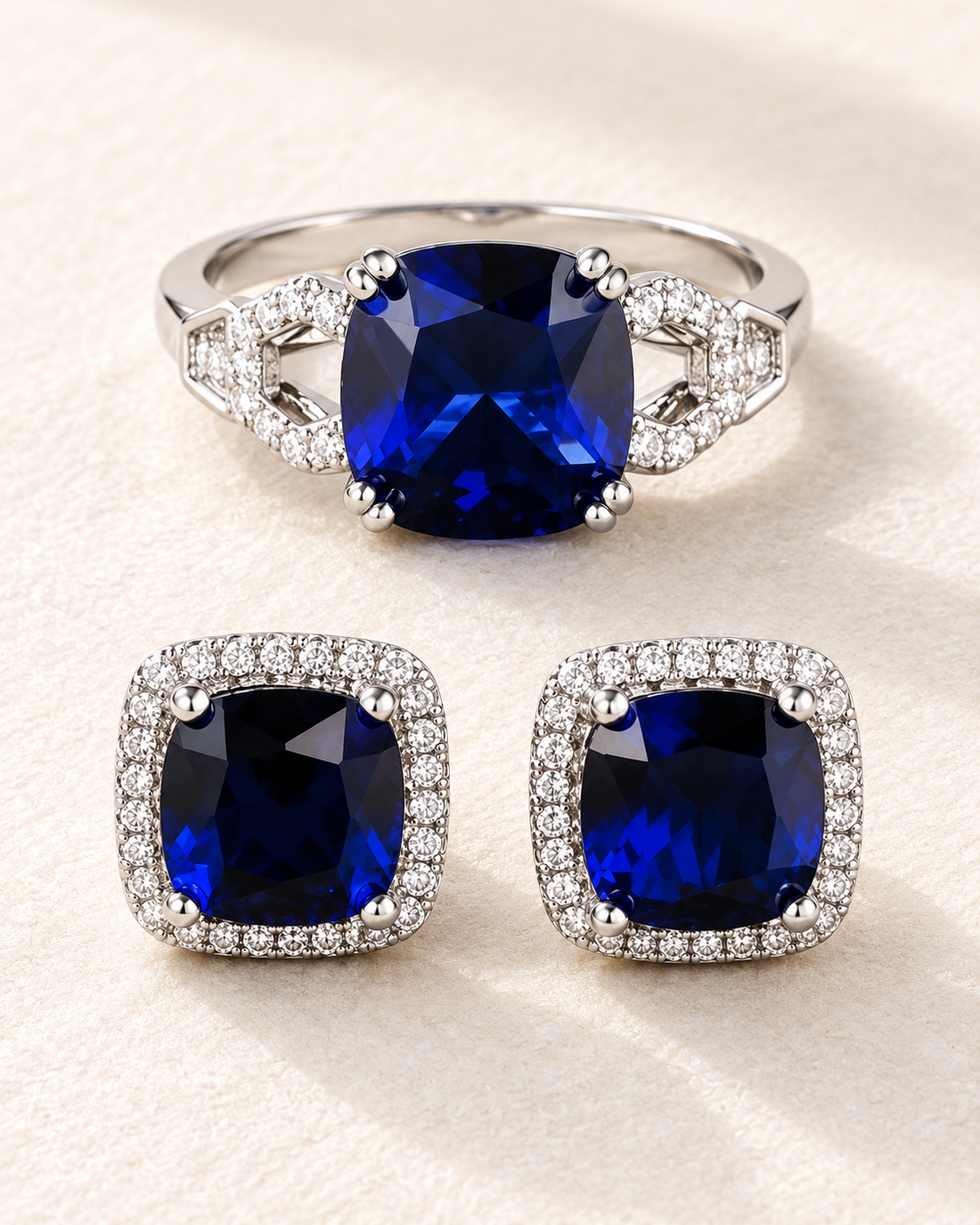 Aroub Cushion Earrings Ring Set — jewellery, Kuwait — 1