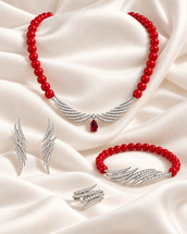 Khawla Elegant Red Pearl Set — Jewelry Set, Kuwait — 1