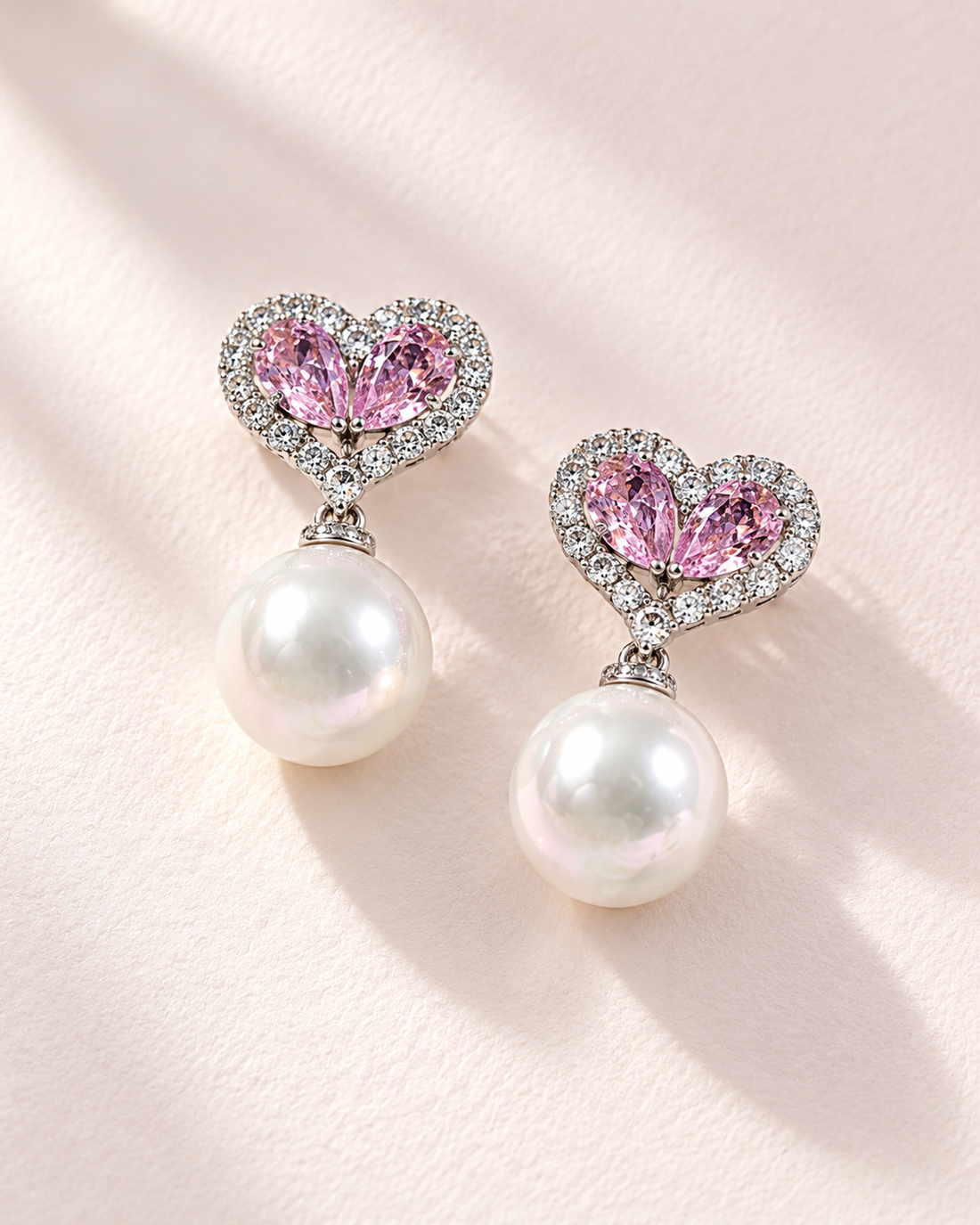 Malak Dainty Heart Pearl Earrings — Earrings, Kuwait — 1