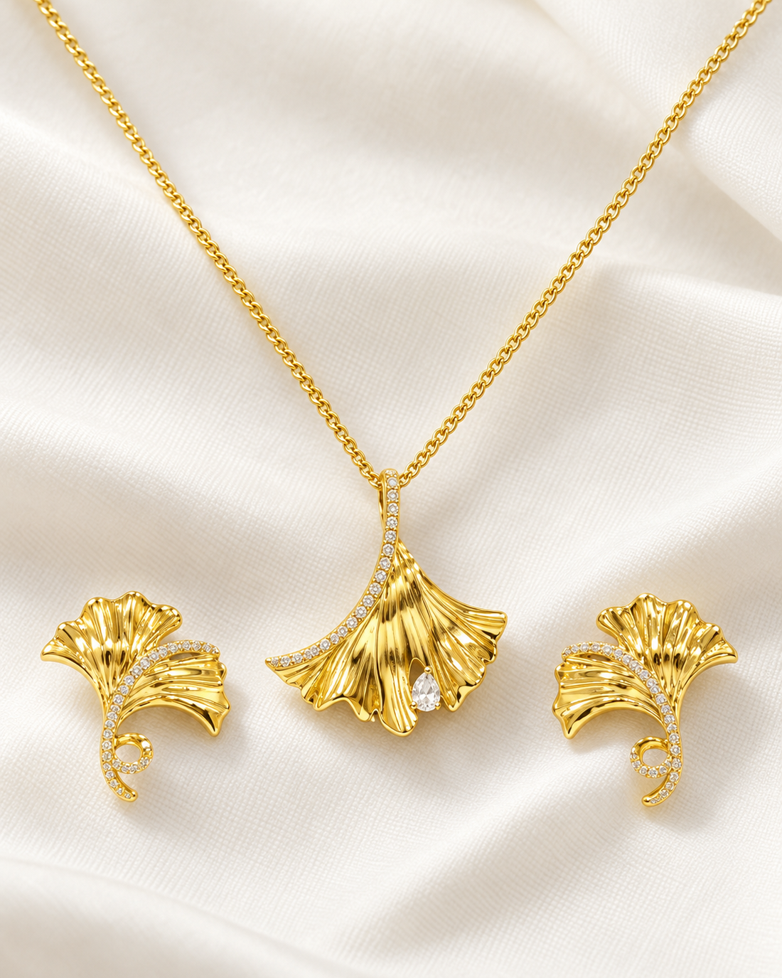 Rasha Dainty Necklace Earrings Set — Necklace, Kuwait — 1