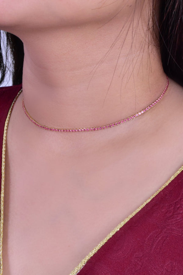Iqlim Pink Tennis Choker 1mm — Necklace, Kuwait