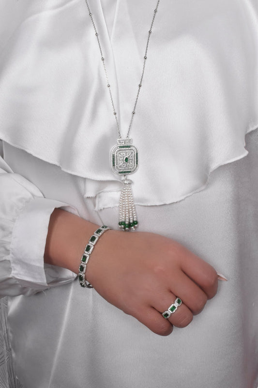 Hiba Green Pearl Set