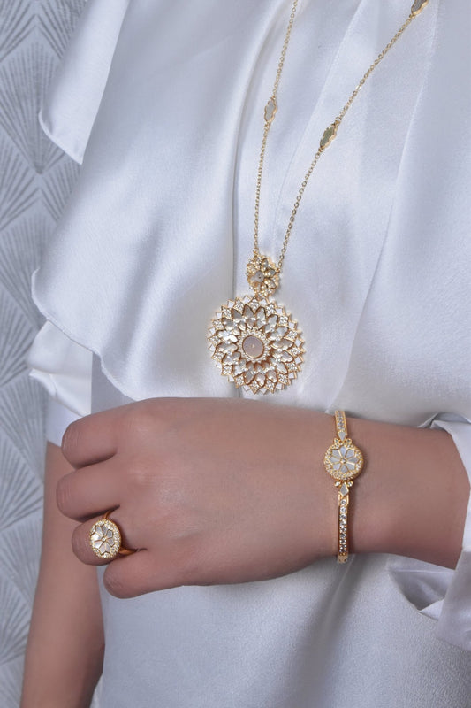 Nawal Golden Long Necklace Set
