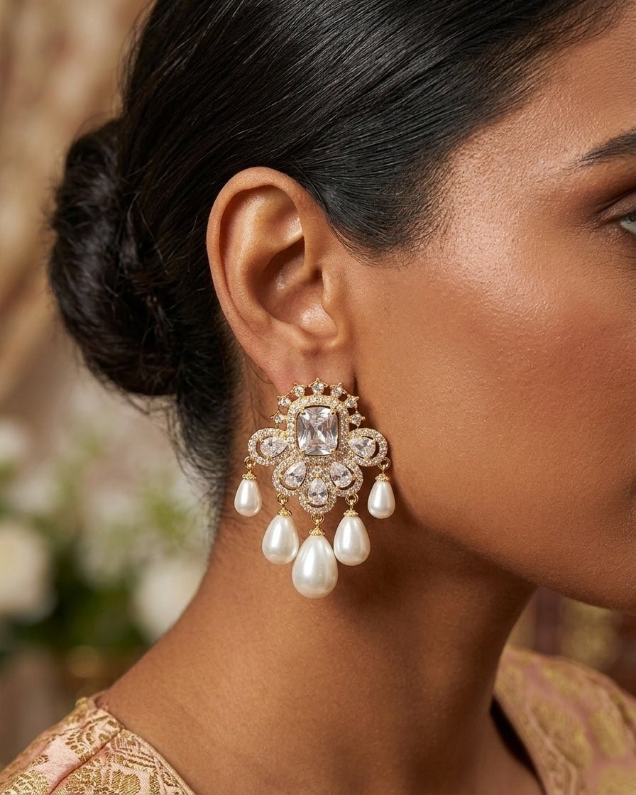 Nuraan Golden Pearl Earrings 2