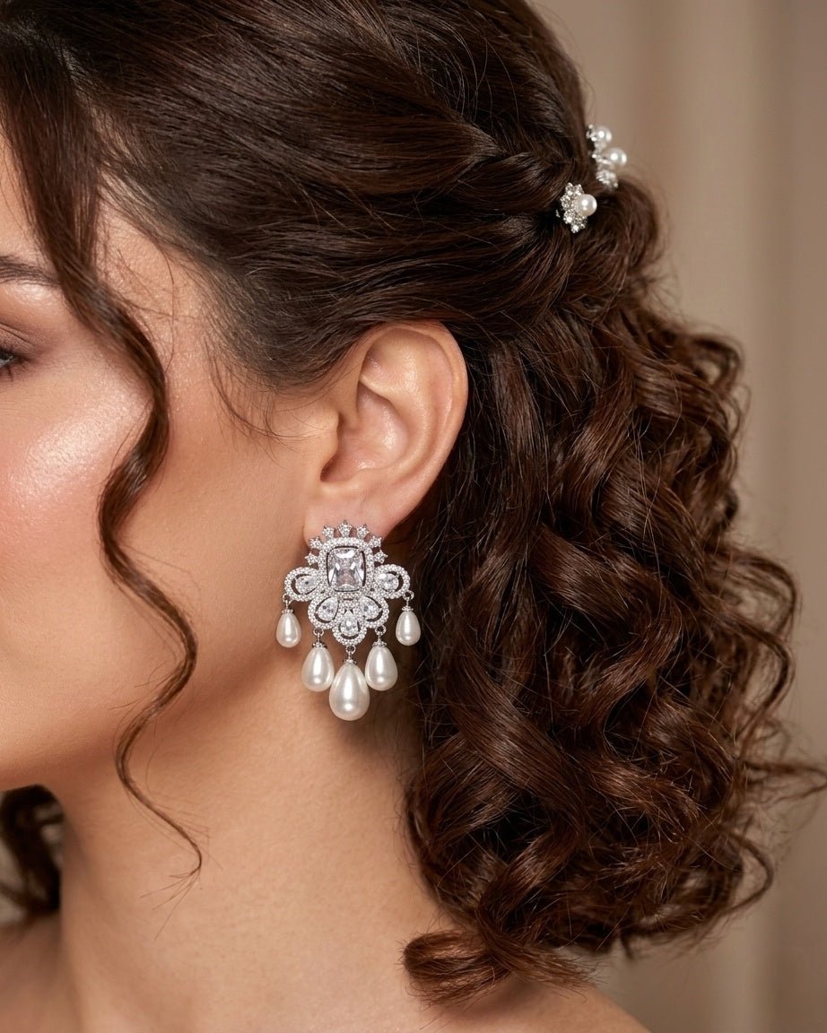 Nuraan Silver Pearl Earrings 1