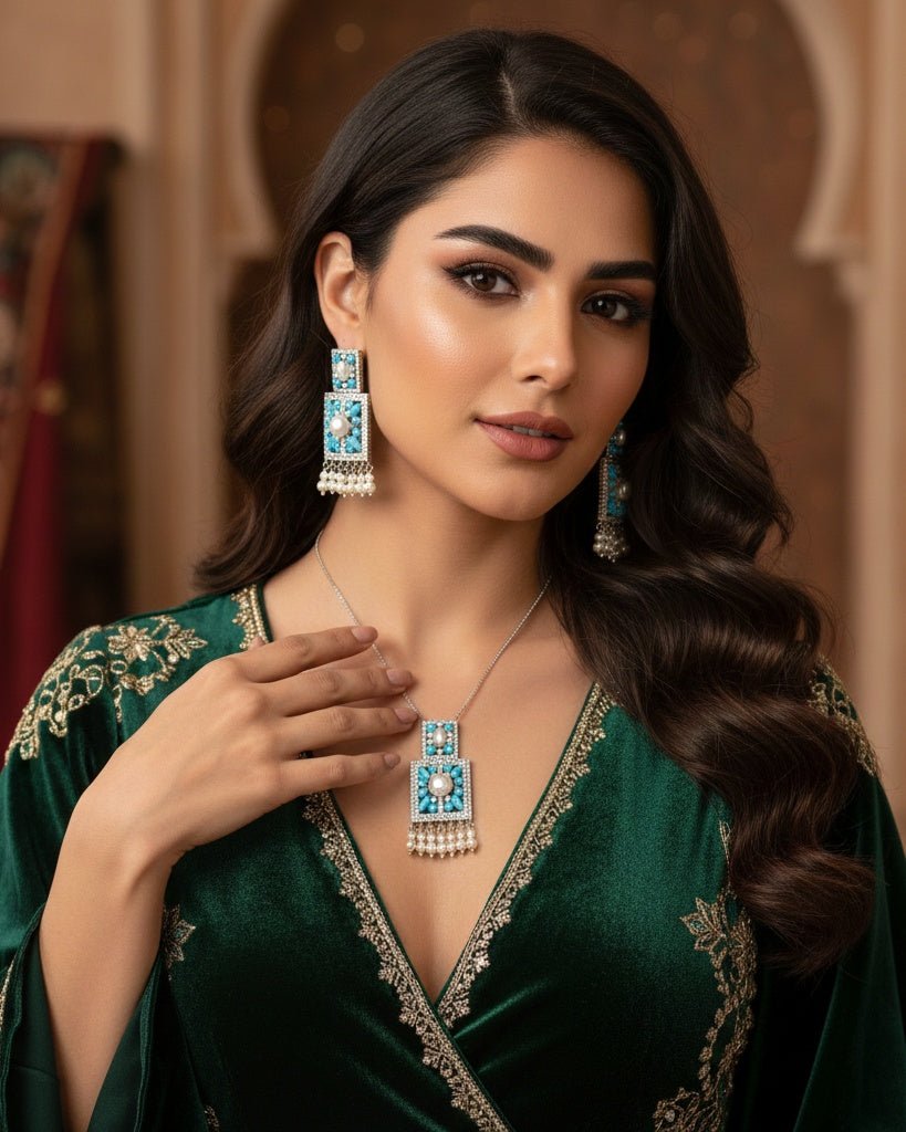 Enchanted Heirloom Blue Necklace Earrings set