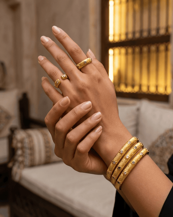 Lubna Golden Bracelet Ring Set
