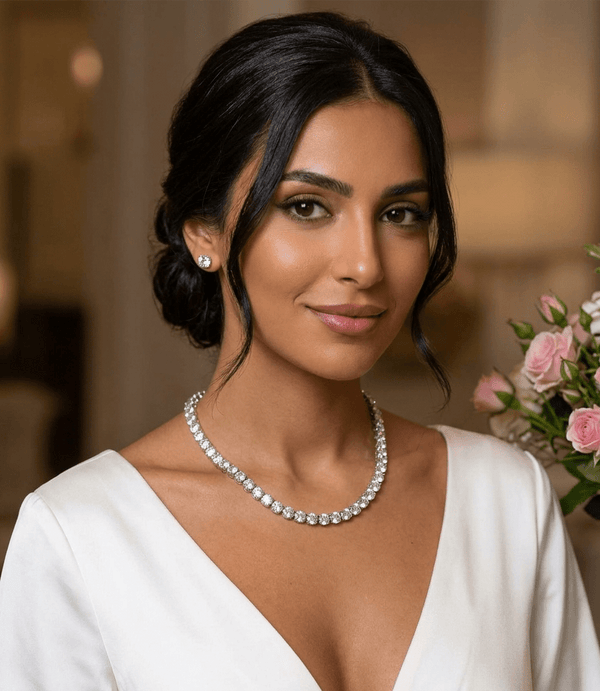 tennis necklace earrings set