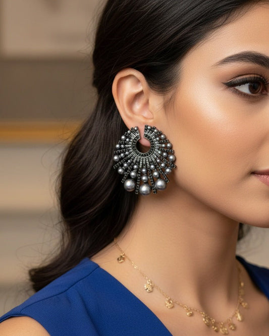 Riham Black Pearl Earrings