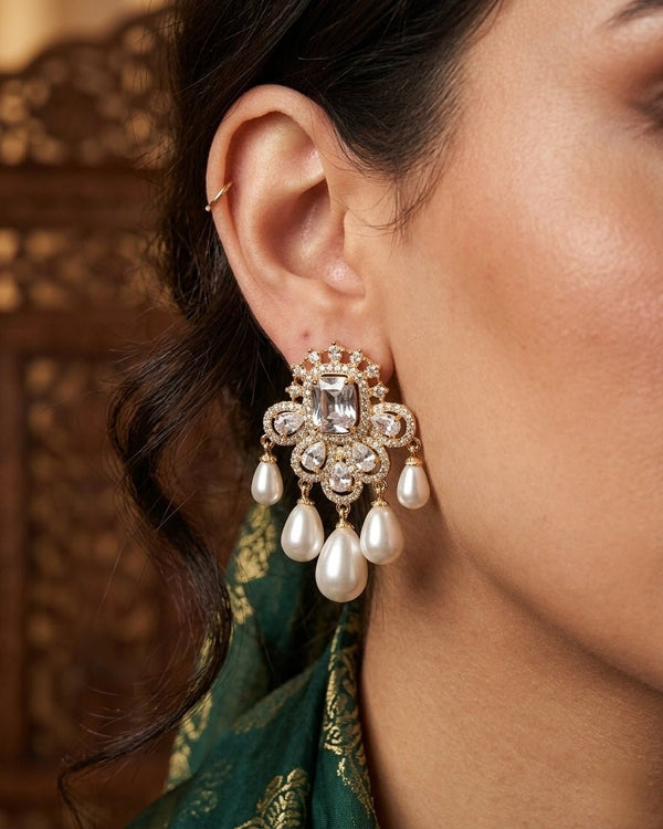 Nuraan Golden Pearl Earrings